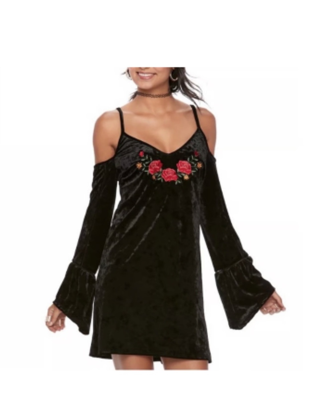 NWT Disney Pixar Coco Black Velvet Cold Shoulder Dress Size L